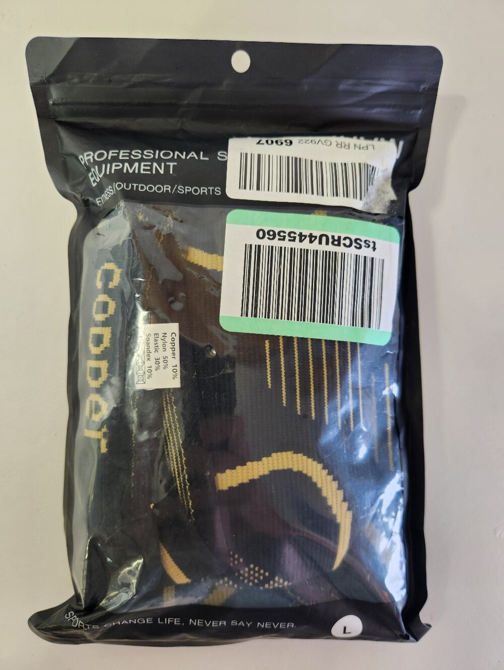 Sports Equipment Copper Knee Brace Support Compression Sleeve Size Large